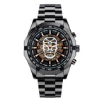 GESMART Men's Gold Tone Skeleton Automatic Mechanical Watch Skull Design Business Trendy