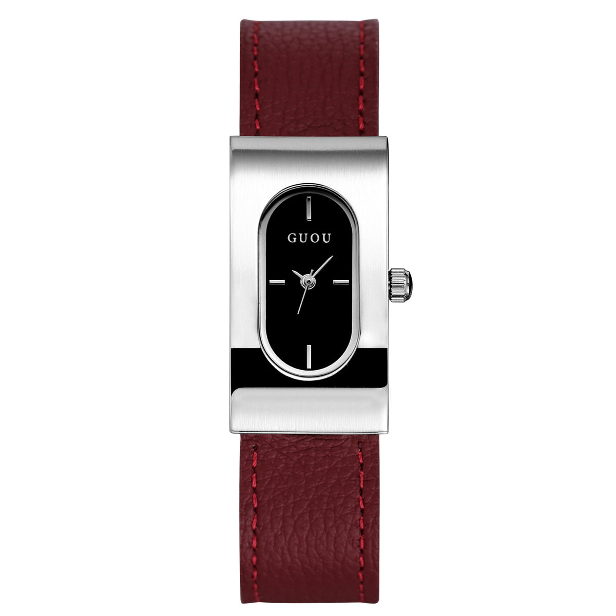Women's Square Genuine-Leather Vintage Quartz Watch