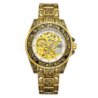 GESMART Men's New Skeleton Engraved Automatic Mechanical Watch European American Vintage Style