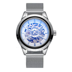 GESMART Men's Automatic Mechanical Watch Mesh Band Luminous Skeleton Exhibition Case Back