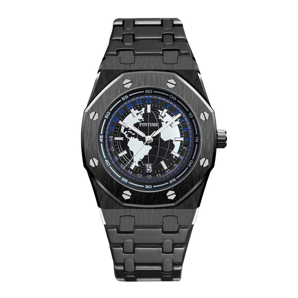 GESMART Men's New Wandering Earth Style Watch Water Resistant Luminous Calendar Steel Band Wristwatch