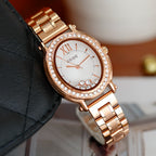 Women's Vintage Full-Rhinestone Leather-Strap Waterproof Watch