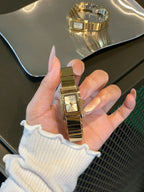 Women's Small Square Vintage Gold-Tone Quartz Watch