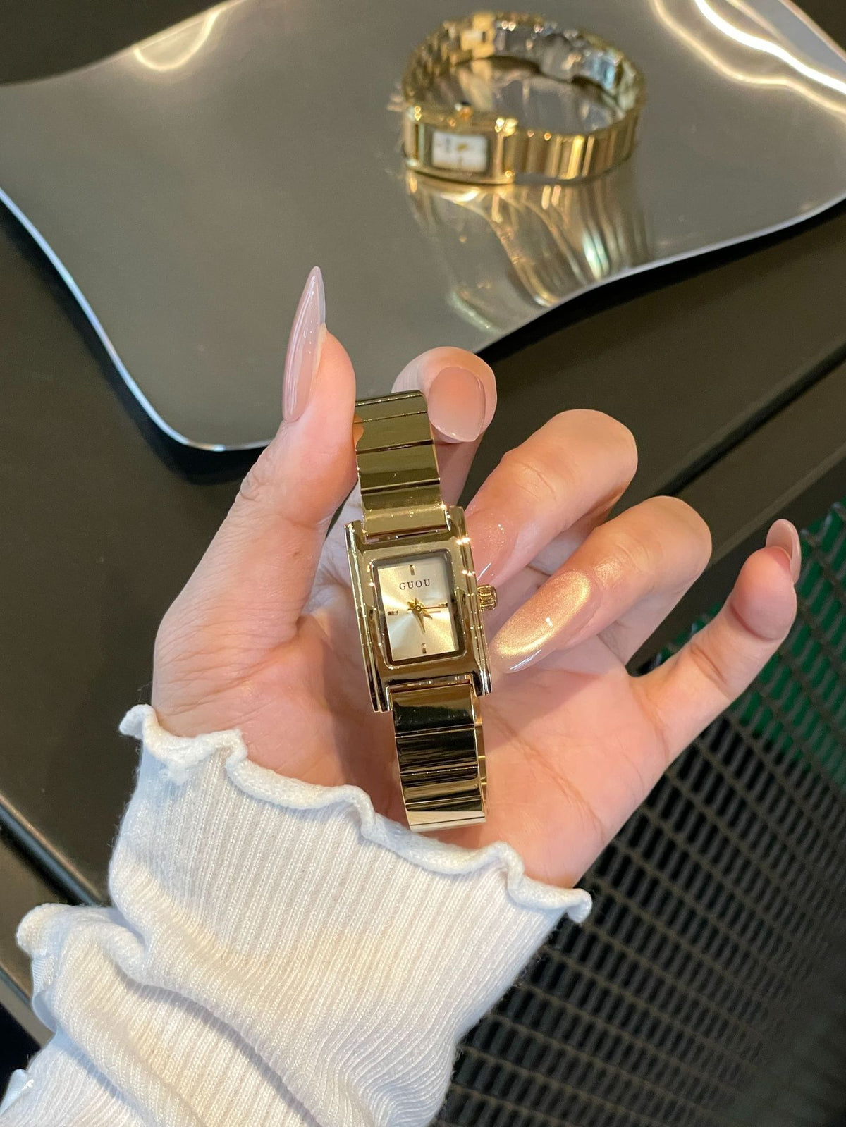 Women's Small Square Vintage Gold-Tone Quartz Watch