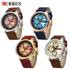 GESMART Men's Quartz Watch Three Sub Dials Chronograph Leather Band Model 8170