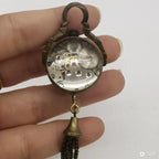 Mini Crystal Mechanical Pocket Watch Vintage Solid Copper Necklace Pendant