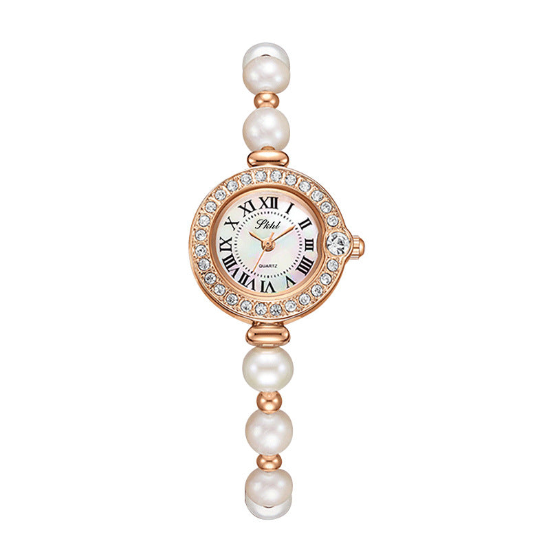 Women's Pull-Cord Pearl Bracelet Quartz Watch