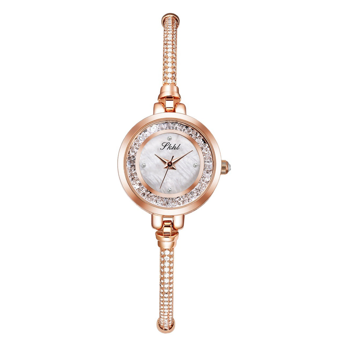 GESMART Women's Shell Dial Sand Flow Bracelet Quartz Watch Rhinestone Luxury Style Niche
