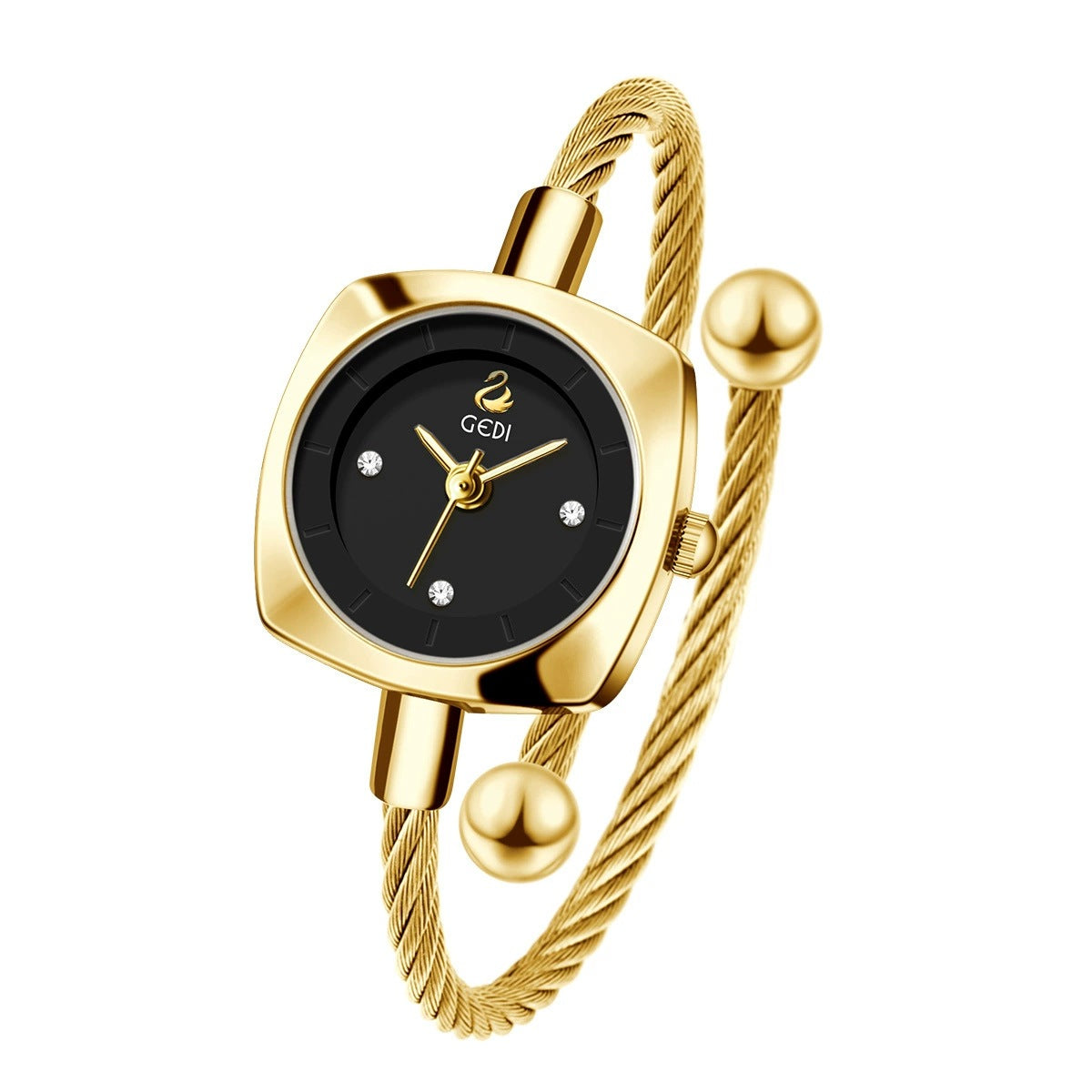 Women's Minimalist Swan Woven-Metal Bangle Quartz Watch
