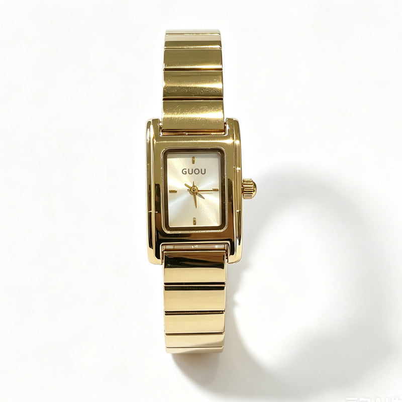 Women's Small Square Vintage Gold-Tone Quartz Watch