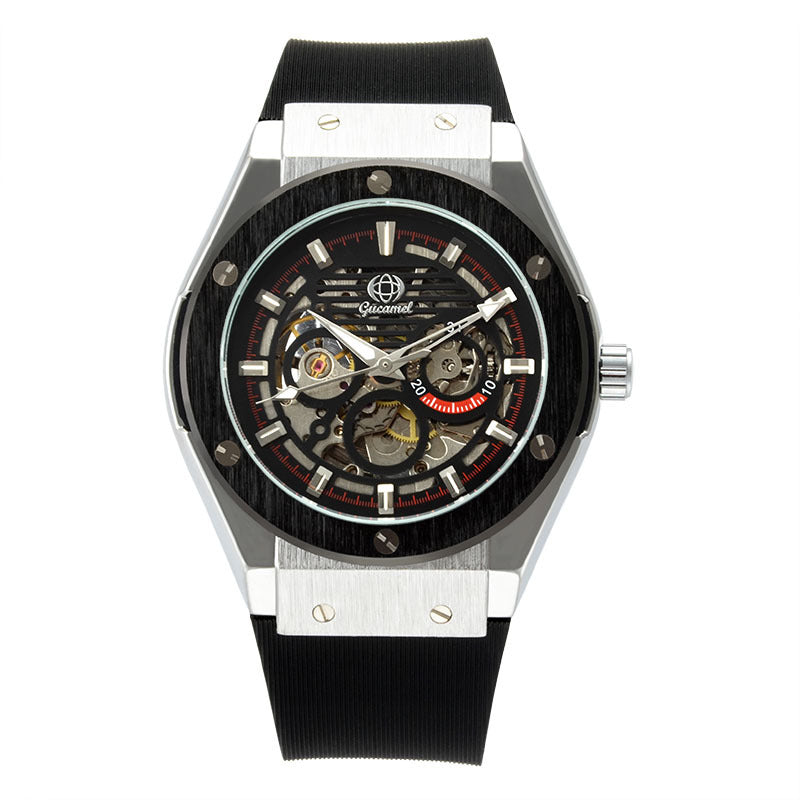 GESMART Men's 2022 New Skeleton Automatic Mechanical Watch Silicone Band Business Trendy