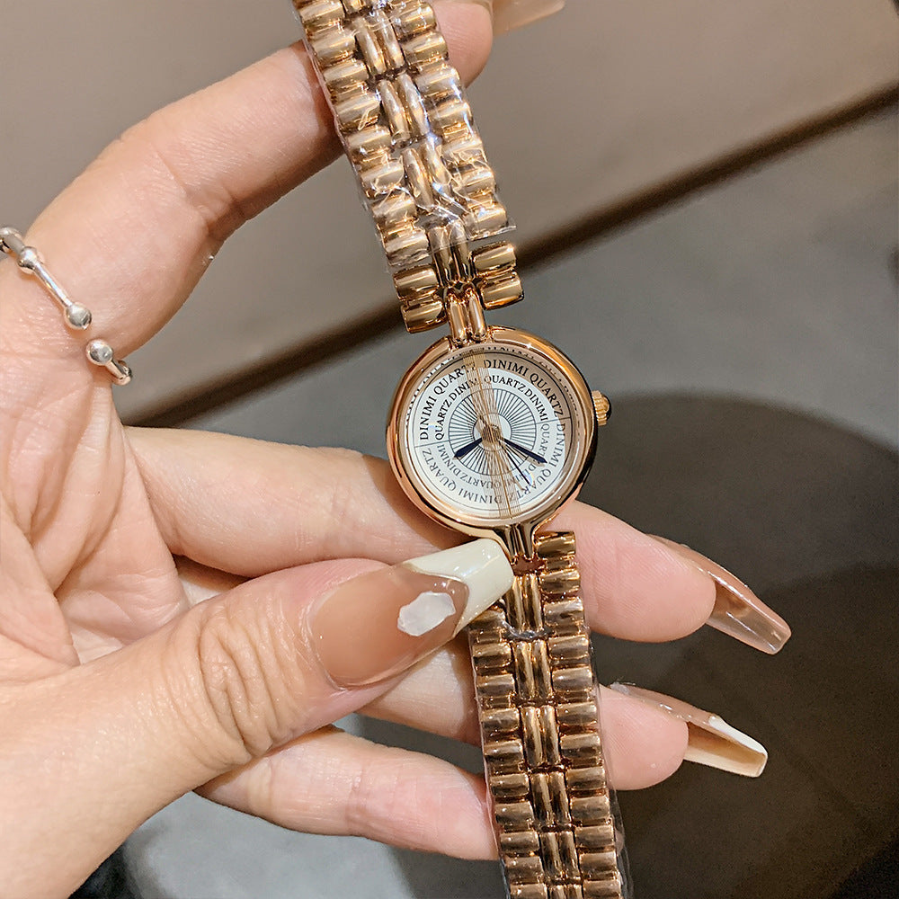 GESMART Women's Round Gold Tone Two Hands Quartz Bracelet Watch Minimalist Niche Fashion
