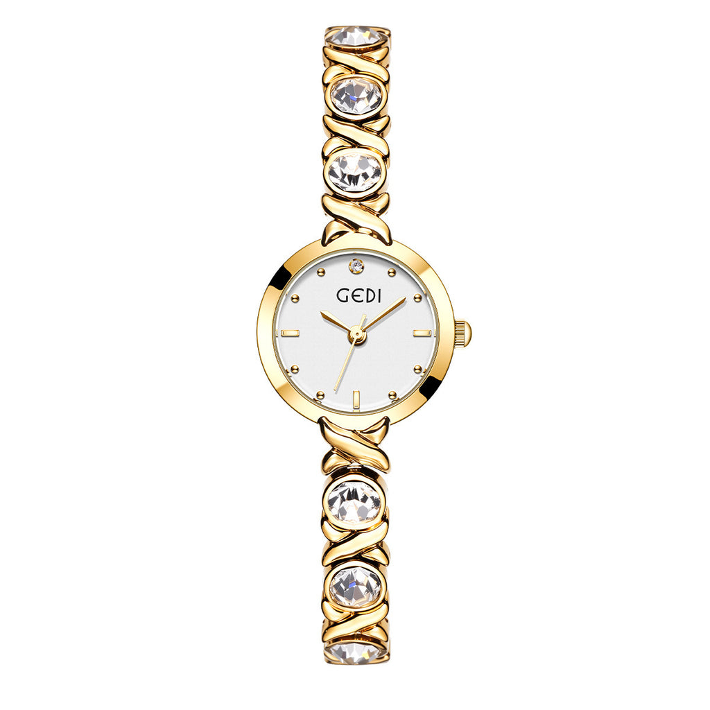 Women's Petite Rhinestone Pearl Bracelet Quartz Watch