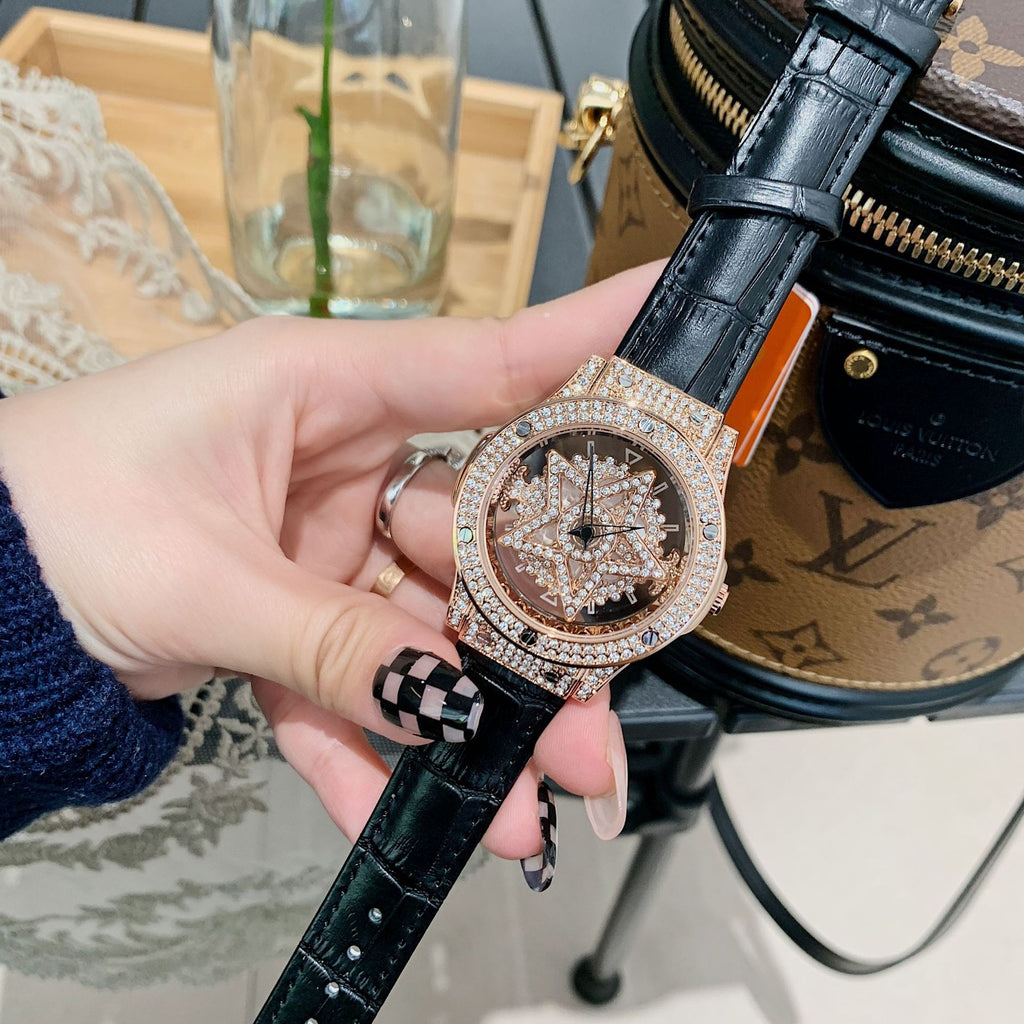 Women's Rotating Pentagram Rhinestone Watch