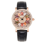 GESMART Women's Full Diamond Studded Luxury Leather Band Watch Fashion Trendy Ladies Wristwatch