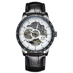 GESMART Men's Automatic Mechanical Watch Black Iridescent Dial Full Gold Tone Business Fashion
