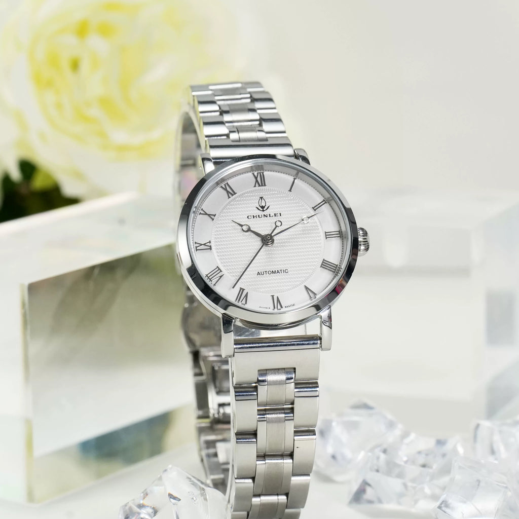 Chunlei Ladies Mechanical Watch Exhibition Back Solid Steel Bracelet Fashion