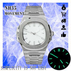 Men's Nautilus Style Automatic Watch Steel Case Bracelet NH35A