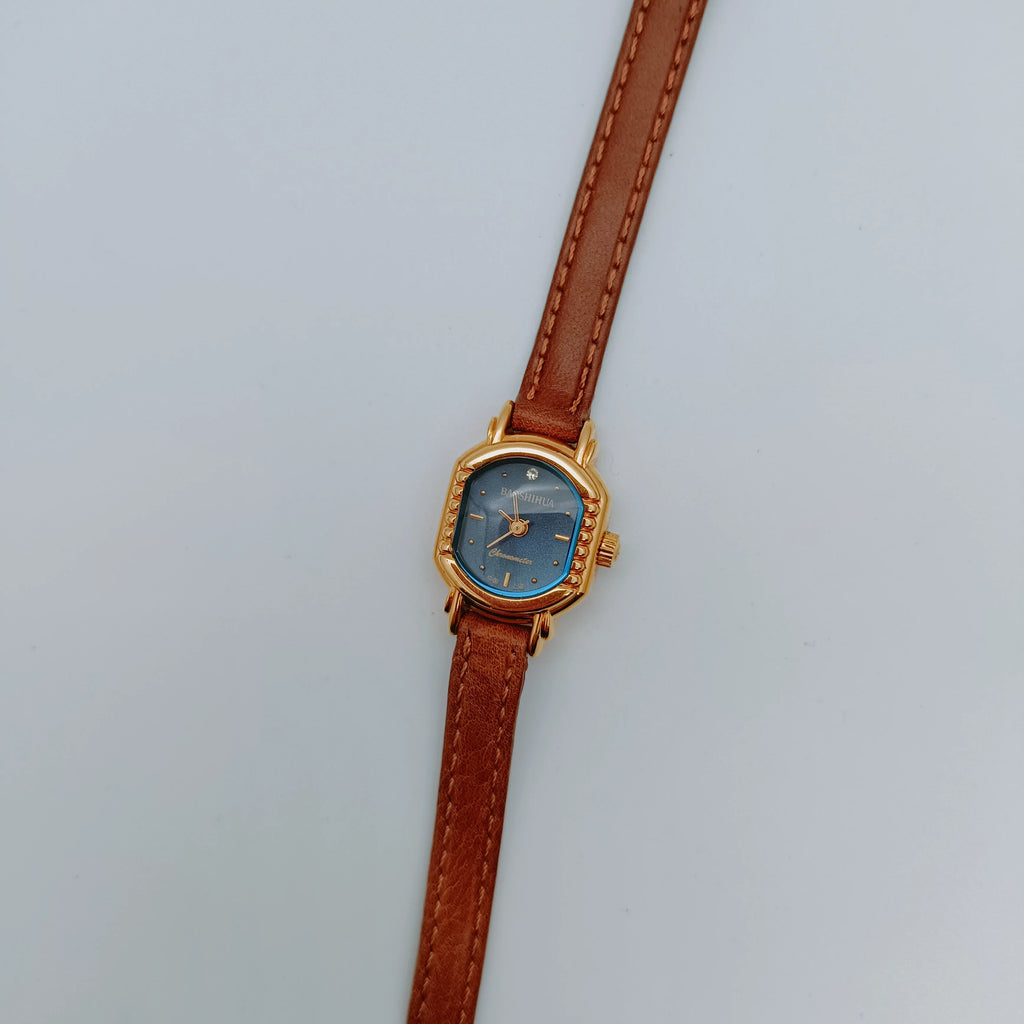 Baoshihua Ladies Mechanical Watch Blue Dial Square Vintage Original NOS