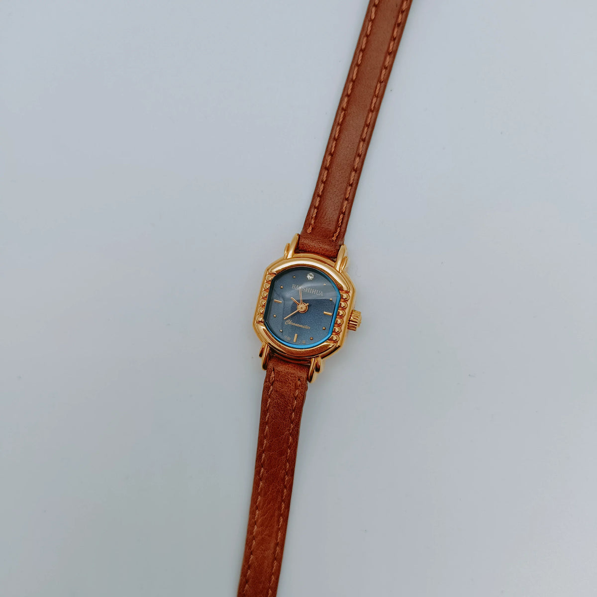 Baoshihua Ladies Mechanical Watch Blue Dial Square Vintage Original NOS