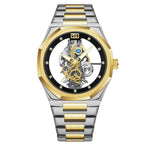GESMART Men's Double Sided Transparent Skeleton Hand Winding Mechanical Watch Water Resistant Luminous