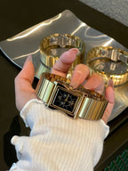 Women's Gold Steel-Band Small Square Vintage Quartz Watch