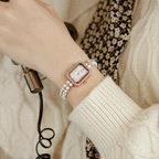 Women's Pearl Bracelet Quartz Watch, Slim Dial