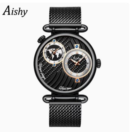 GESMART Men's Business Dual Time Zone Watch High Grade Water Resistant Wristwatch