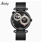 GESMART Men's Business Dual Time Zone Watch High Grade Water Resistant Wristwatch