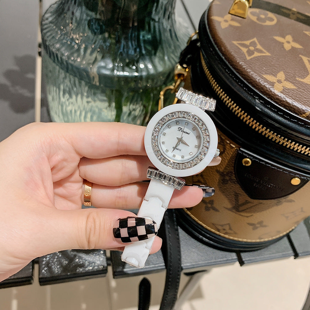 Women's Ceramic-Strap Waterproof Quartz Watch
