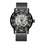 GESMART Men's Hand Winding Mechanical Skeleton Watch Crystal Studded Classic Casual Fashion