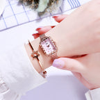 GESMART Women's Square Green Dial Mesh Bracelet Quartz Watch Rhinestone Vintage Luxury Style