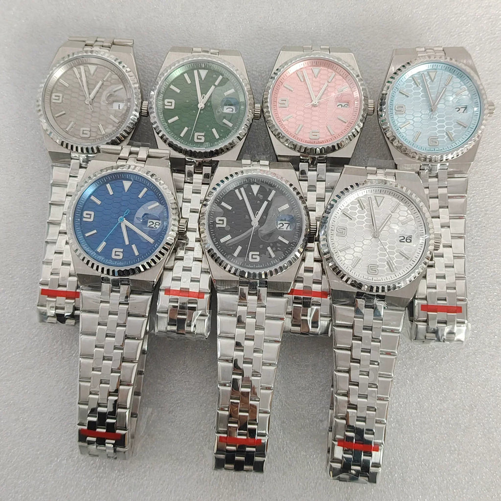Men's 39.5mm Automatic Watch Coin Bezel Exhibition Back Cyclops Sapphire Crystal