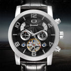 GESMART Men's Tourbillon Automatic Mechanical Watch Perpetual Calendar Leather Band Business