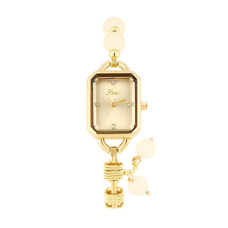 GESMART 2024 New Crystal Stone Bracelet Watch for Women Compact Exquisite Luxury Style Elegant Wristwatch