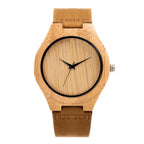 Men's Classic Bamboo-Wood Minimalist Quartz Watch