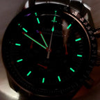 Speedmaster Style Quartz Chronograph Watch Mineral Glass Rubber Strap VK63