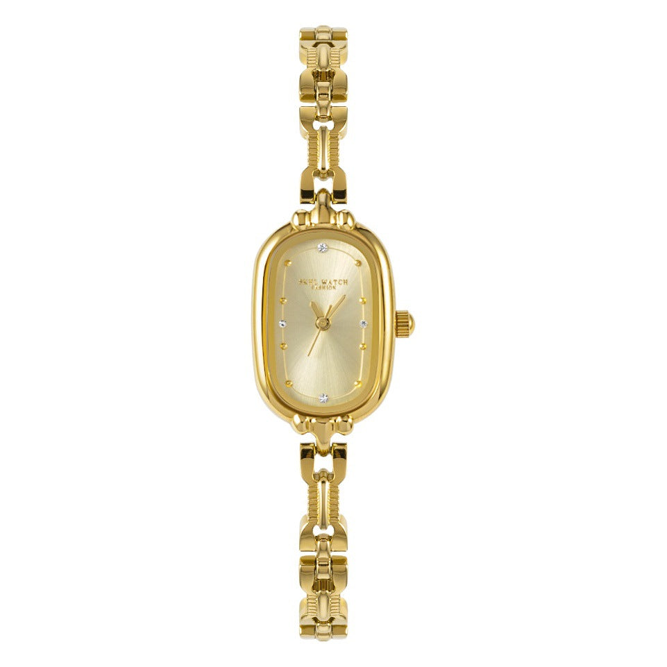 GESMART Women's Retro Small Gold Tone Oval Quartz Watch Bracelet Vintage Literary Style