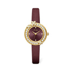 GESMART Women's French Floral Rhinestone Quartz Watch Leather Band Diamond Studded Commuter Ladies Wristwatch