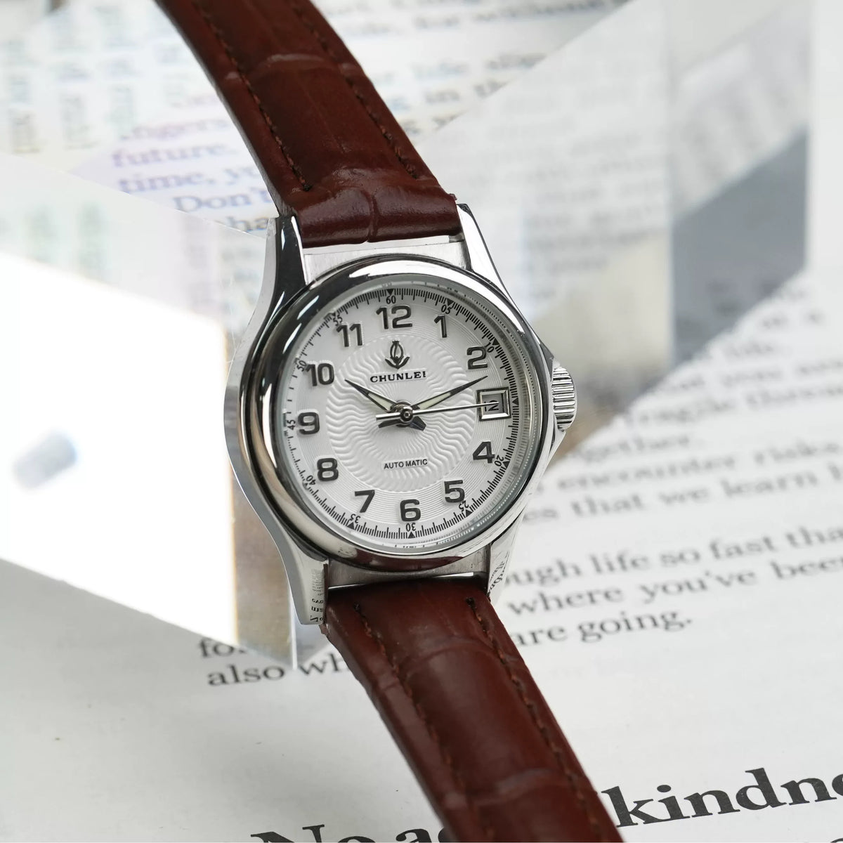 Chunlei Ladies Automatic Mechanical Watch All Steel Genuine Leather Fashion