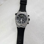 Men's 42mm Watch Dual Crown Steel Case Rubber Strap VK64 Movement