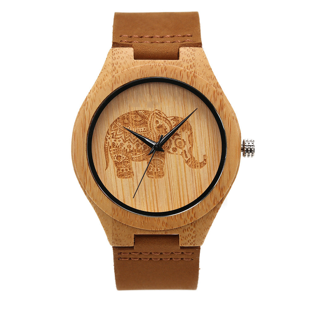 Men's Classic Bamboo-Wood Minimalist Quartz Watch