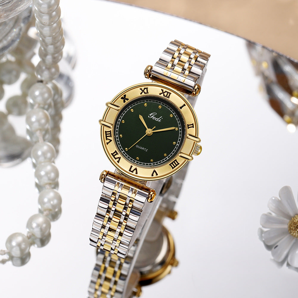 GESMART Women's Square Quartz Watch Steel Band Roman Numeral Scale Vintage Water Resistant