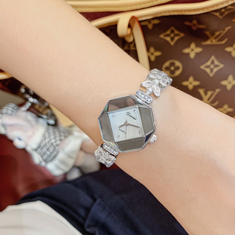 GESMART Women's Diamond Studded Bracelet Quartz Watch Mermaid Tail Design Elegant Ladies Wristwatch