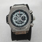 No Logo 42.5mm Quartz Watch Stainless Steel Case Rubber Strap VK63 Movement