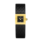 Women's Minimalist Small Square Leather-Strap Commuter Quartz Watch