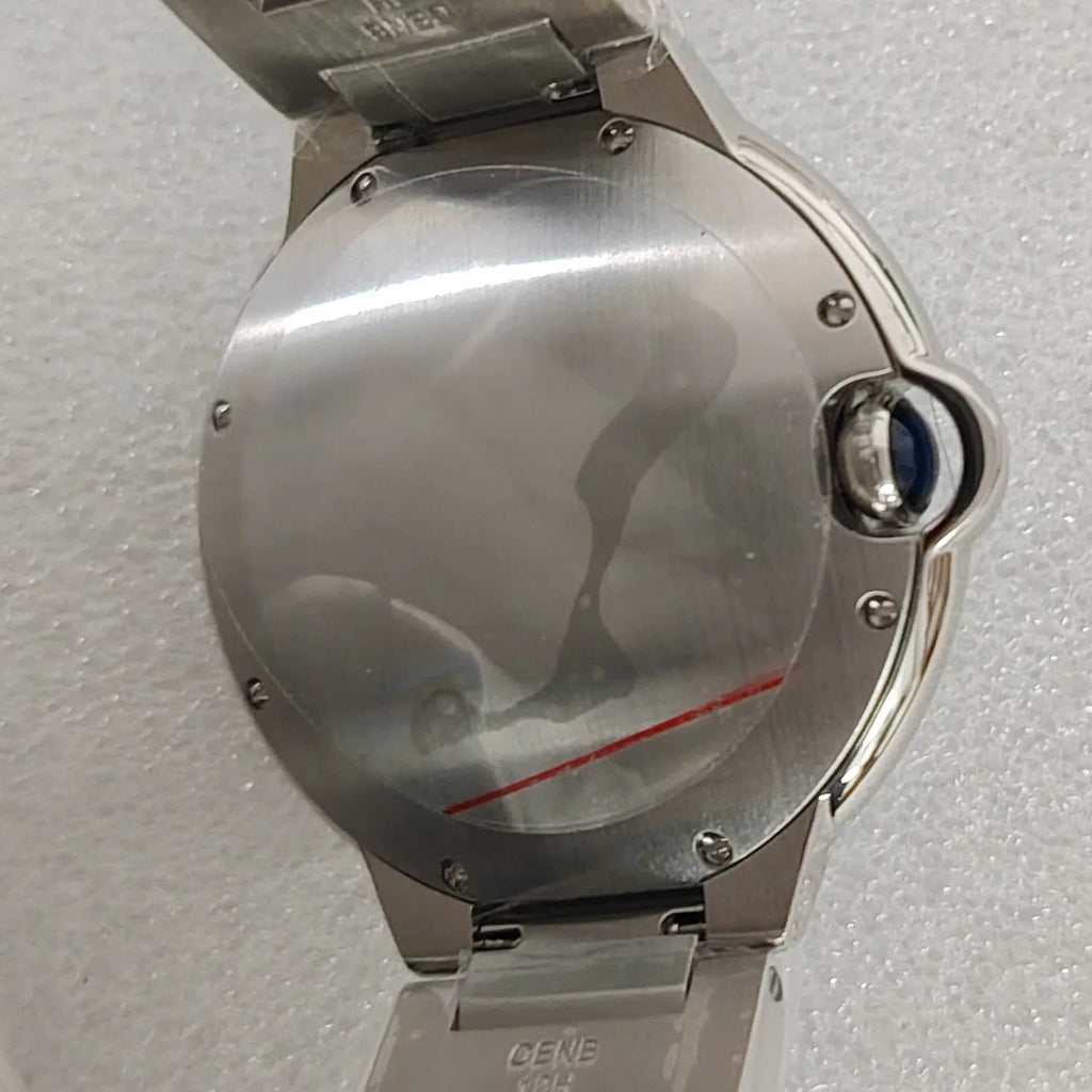 Men's 42mm Watch White Dial Non-Luminous Solid Back Mineral Glass 8215