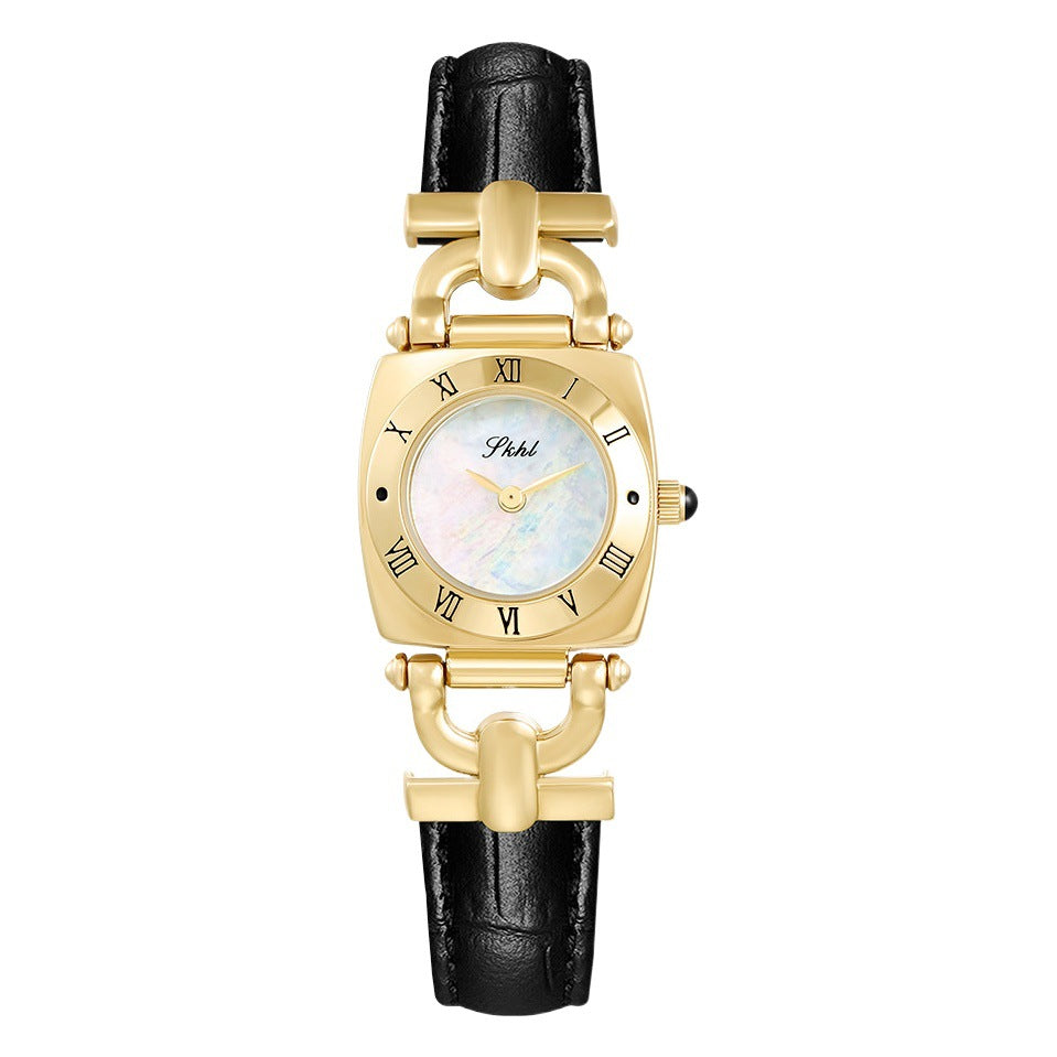GESMART Women's Square Retro Quartz Watch Compact Leather Band Water Resistant Vintage Ladies Wristwatch