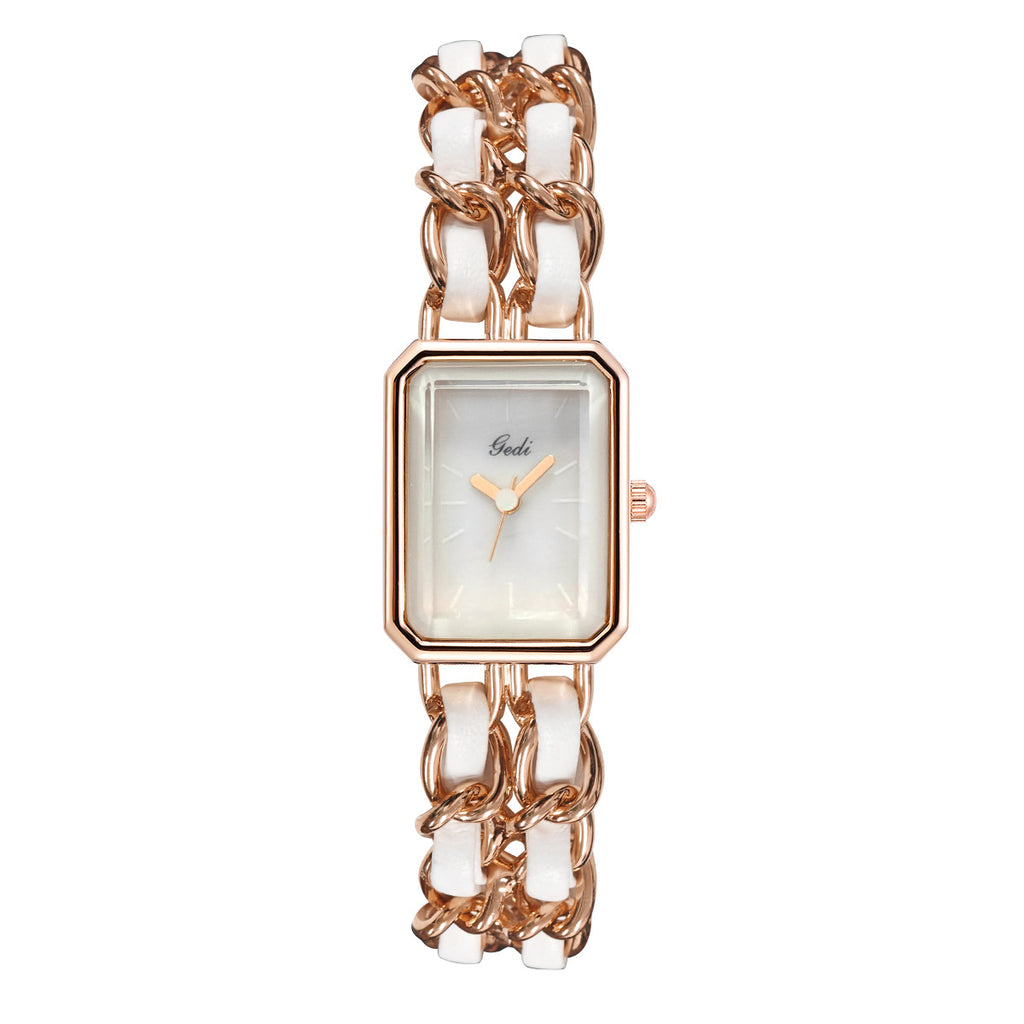 Women's Green Square Watch with Mesh Bracelet