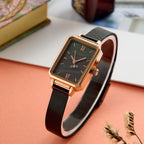 Women's Green Square Watch with Steel Band